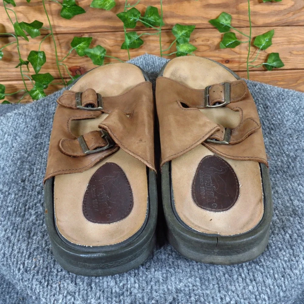 Duxbak‎ Taylor Mens Leather Mule Sandal Size 11 Brown Adjustable Buckle Casual